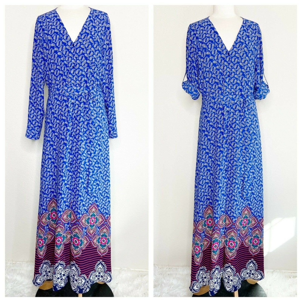 Express | Roll Tab Button Down Belted Maxi Dress - image 1